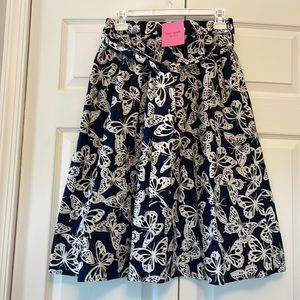 Kate spade butterfly print skirt size medium. Navy and white. NWT.